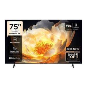 tcl 75" 4k uhd 2025 latest google tv, voice control, google assistant, built-in wi-fi, netflix, amazon prime video, frameless- 75v6c